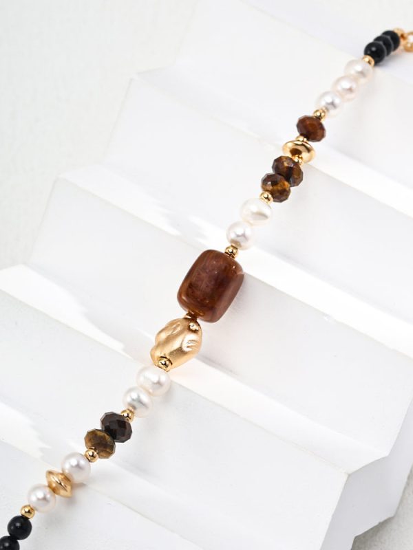 Tiger's Eye Black Onyx Pearl Bracelet - 图片 4