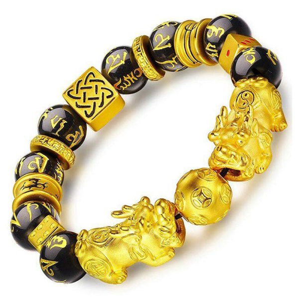 Gold-Plated Double Pixiu Wealth Bracelet - 图片 3