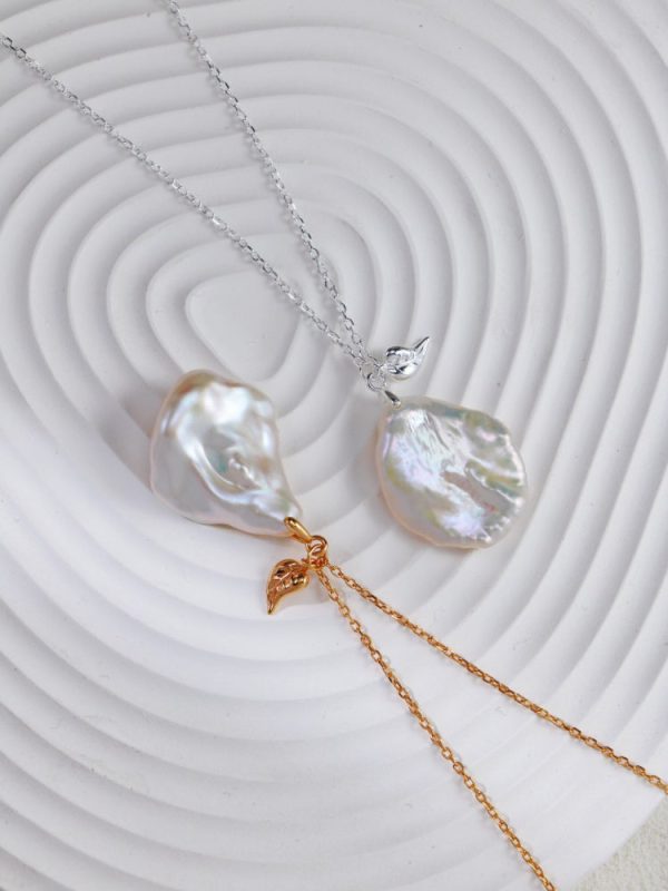 Petal Pearl Pendant Necklace - 图片 4