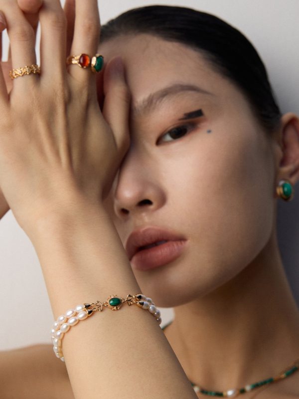 Natural Pearl Malachite Bracelet - 图片 4