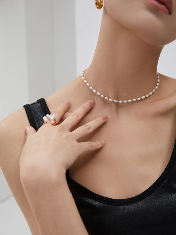 Vintage Gold Bead Pearl Necklace - 图片 3