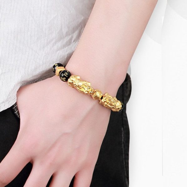 Gold-Plated Double Pixiu Wealth Bracelet - 图片 7
