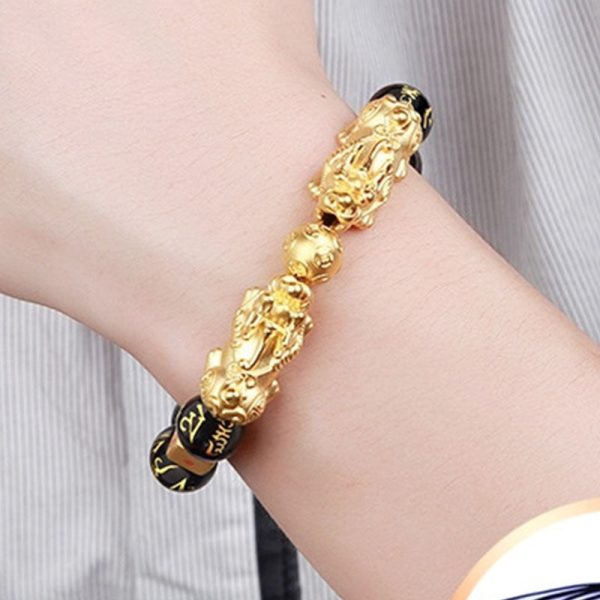 Gold-Plated Double Pixiu Wealth Bracelet - 图片 8