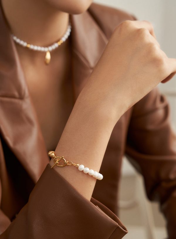 Metal Beaded Pearl Bracelet - 图片 4