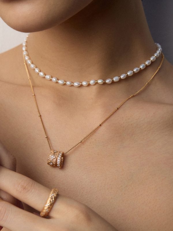 Vintage Gold Bead Pearl Necklace - 图片 4