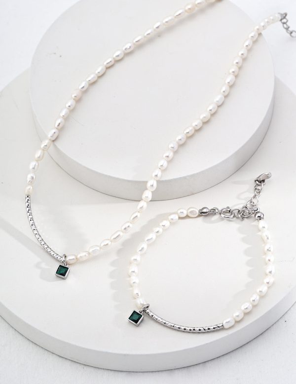 Green Zircon Pearl Bracelet. - 图片 6
