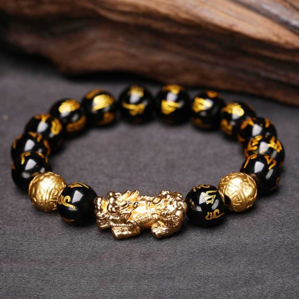 Black Obsidian Pixiu Feng Shui Wealth Bracelet - 图片 2
