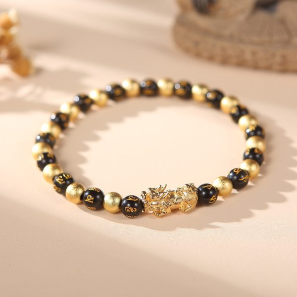 Black and Gold Feng Shui Beads Pixiu Charm - 图片 2