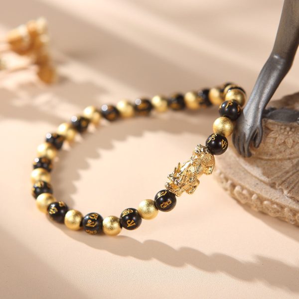 Black and Gold Feng Shui Beads Pixiu Charm - 图片 3