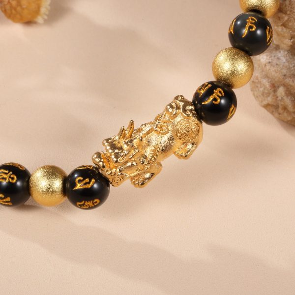 Black and Gold Feng Shui Beads Pixiu Charm - 图片 4