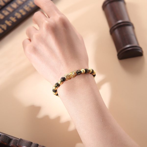 Black and Gold Feng Shui Beads Pixiu Charm - 图片 6