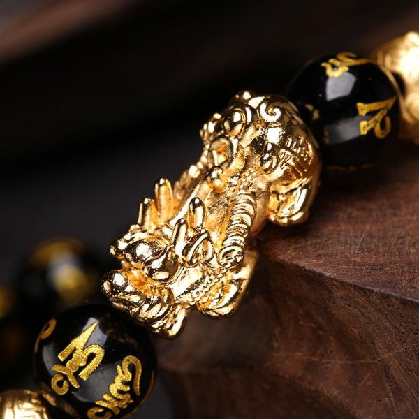 Black Obsidian Pixiu Feng Shui Wealth Bracelet - 图片 4