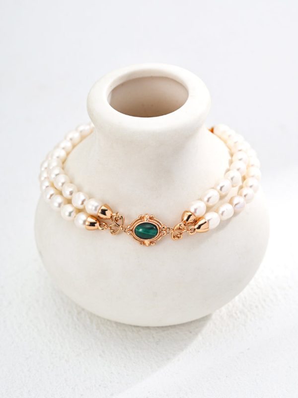 Natural Pearl Malachite Bracelet - 图片 3