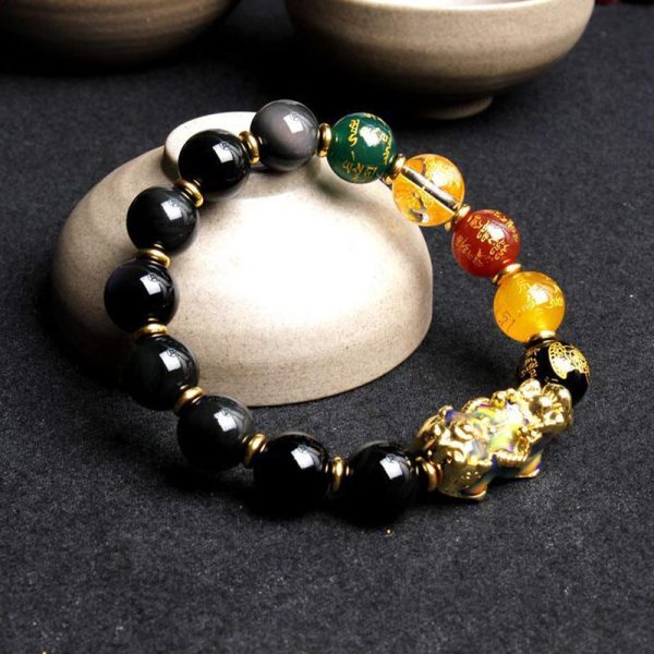 Color-Changing Pixiu Obsidian Wealth Bracelet - 图片 3