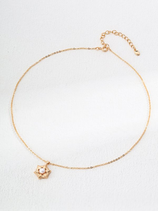 Hexagonal Pendant Pearl Necklace - 图片 3
