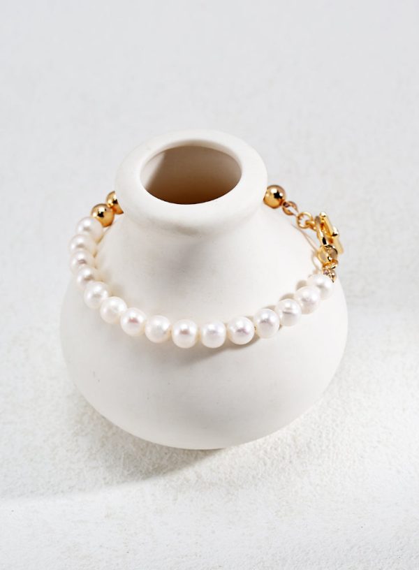 Metal Beaded Pearl Bracelet - 图片 3