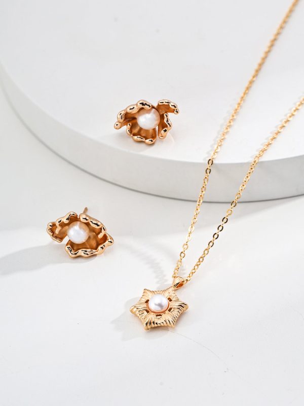 Hexagonal Pendant Pearl Necklace - 图片 4