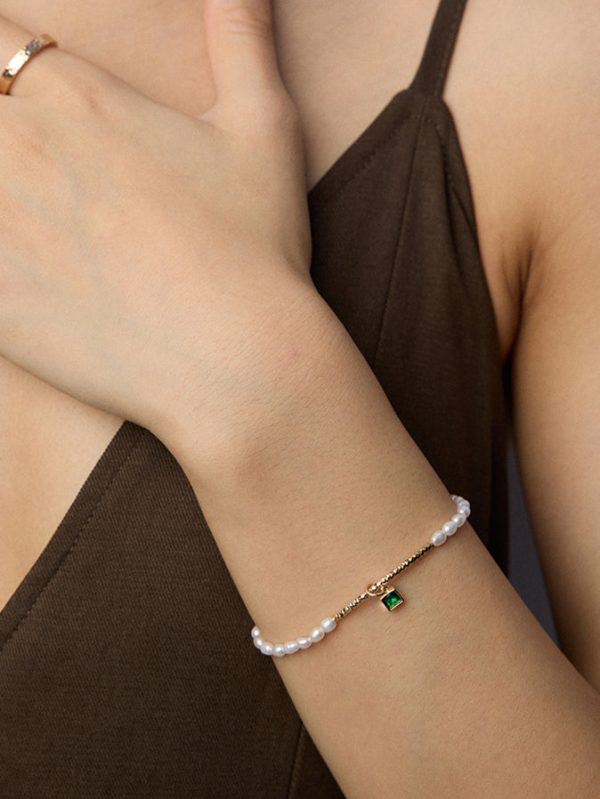 Green Zircon Pearl Bracelet. - 图片 5