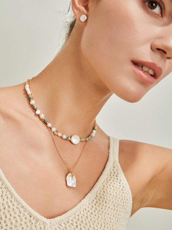 Petal Pearl Pendant Necklace - 图片 2
