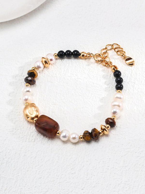 Tiger's Eye Black Onyx Pearl Bracelet
