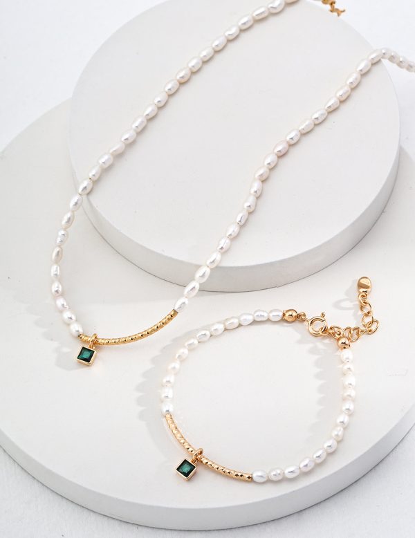 Green Zircon Pearl Bracelet. - 图片 4